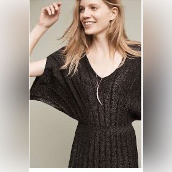Anthropologie Gallivant Knit Sweater Dress with black and gold sparkle. M. NWT - Picture 2 of 7